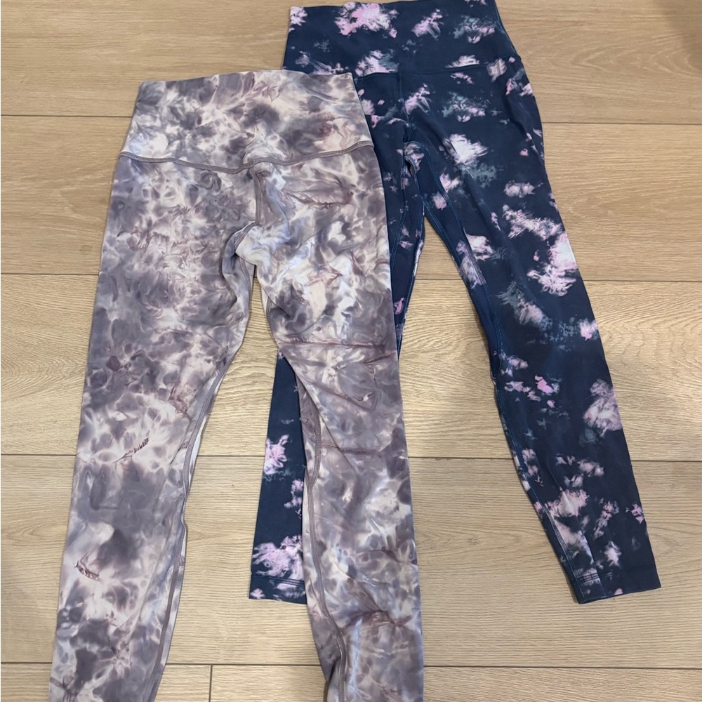 Lululemon Athletica Blue and Pink Tie-Dye Leggings